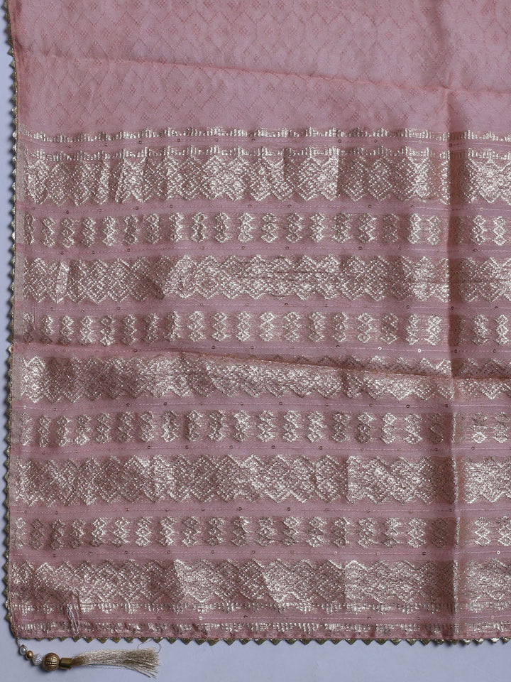 Zari Embroidered Chanderi Unstitched Suit With Dupatta