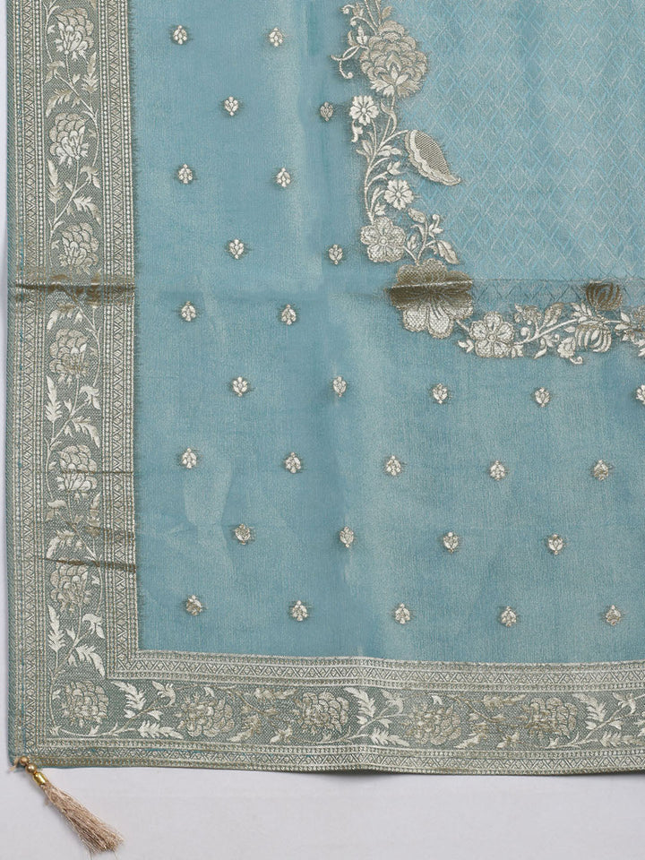 Woven Design Tissue Unstitched Suit With Dupatta