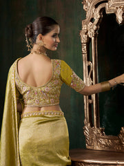 Woven Design & Embroidered Border Art Silk Saree