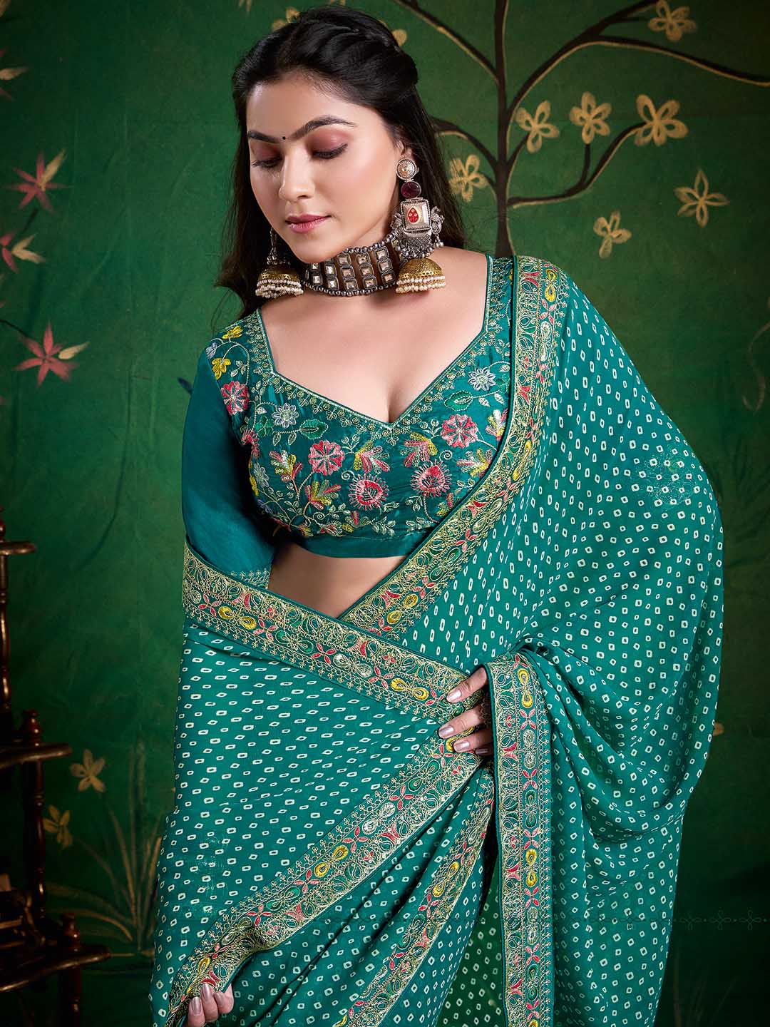 Bandhani Print Georgette Saree