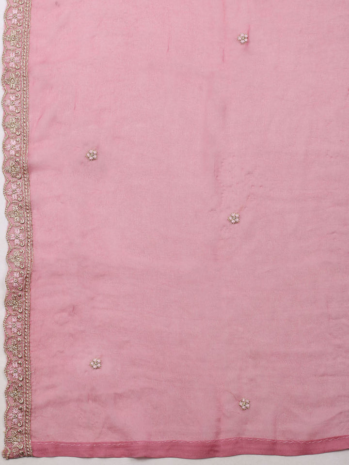 Embroidered Organza Unstitched Suit With Dupatta