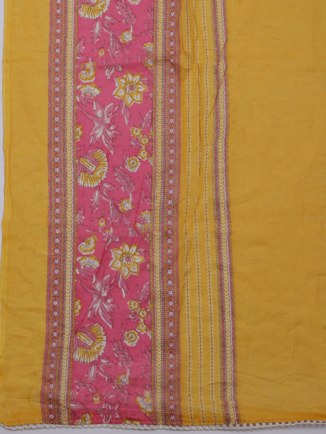 Printed Cotton Blend Unstitched Suit With Dupatta