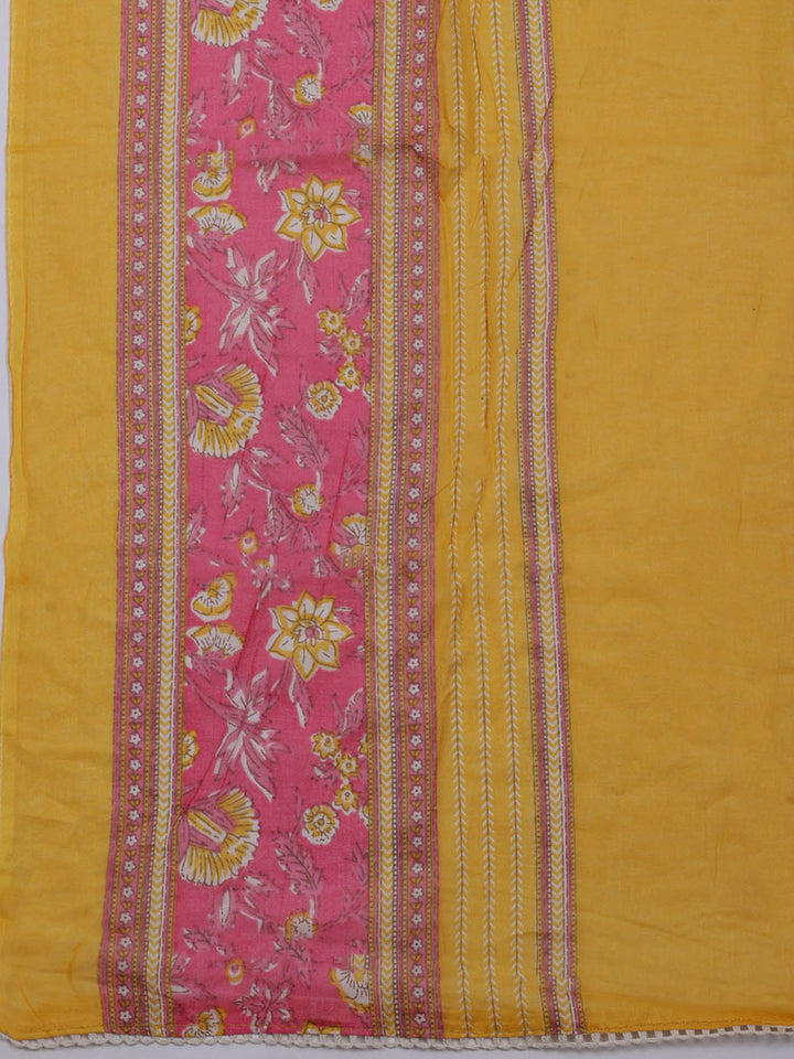 Printed Cotton Blend Unstitched Suit With Dupatta