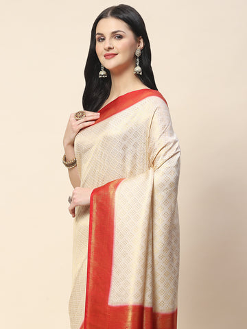 Zari Border Booti Woven Handloom Saree