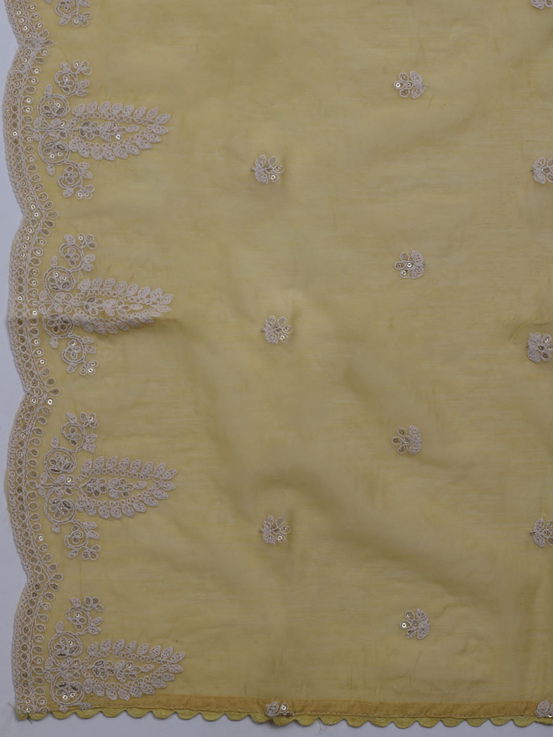 Neck Embroidered Chanderi Unstitched Suit With Dupatta
