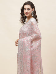 Resham Jaal Embroidery Organza Saree