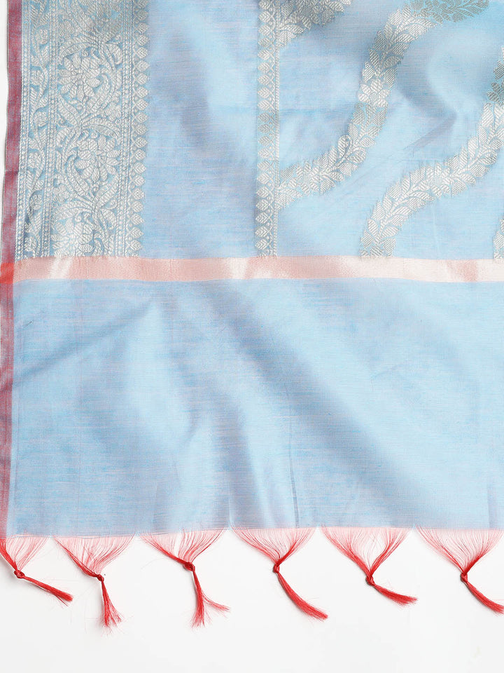 Woven Banarasi Chanderi Unstitched Suit With Dupatta