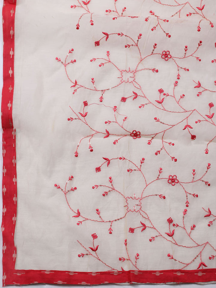 Neck Embroidered Cotton Blend Unstitched Suit With Dupatta