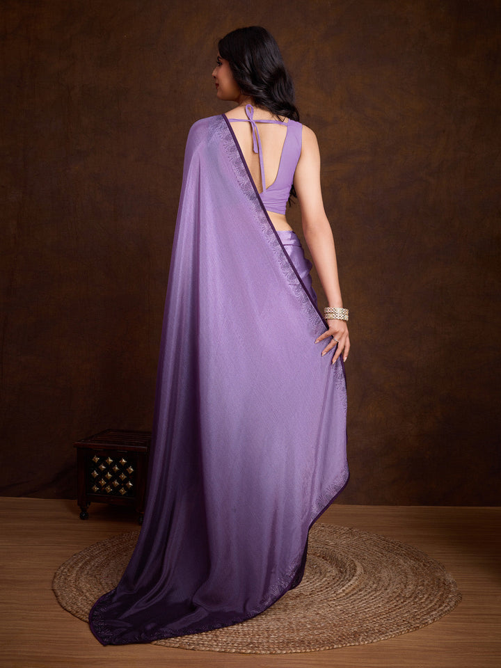 Embroidered Chinon Saree