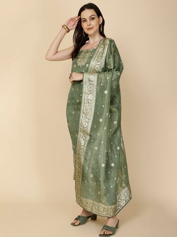 Woven Tissue Unstitched Suit Piece With Dupatta