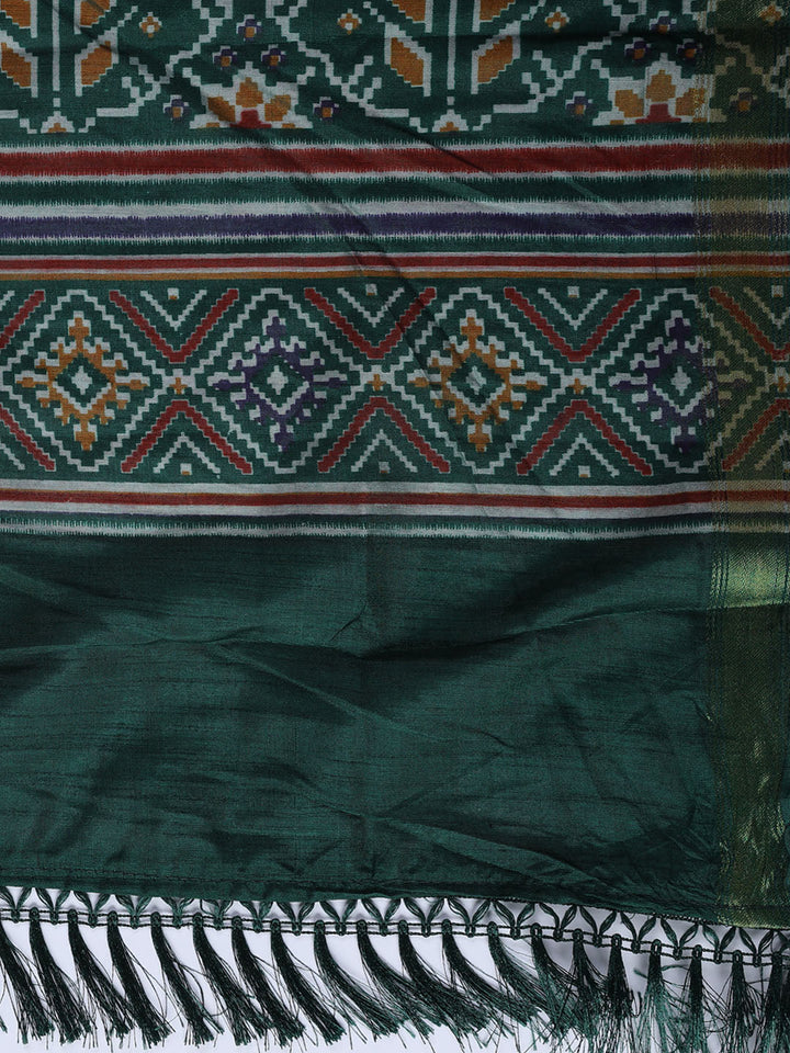 Printed Chanderi Unstitched Suit With Dupatta