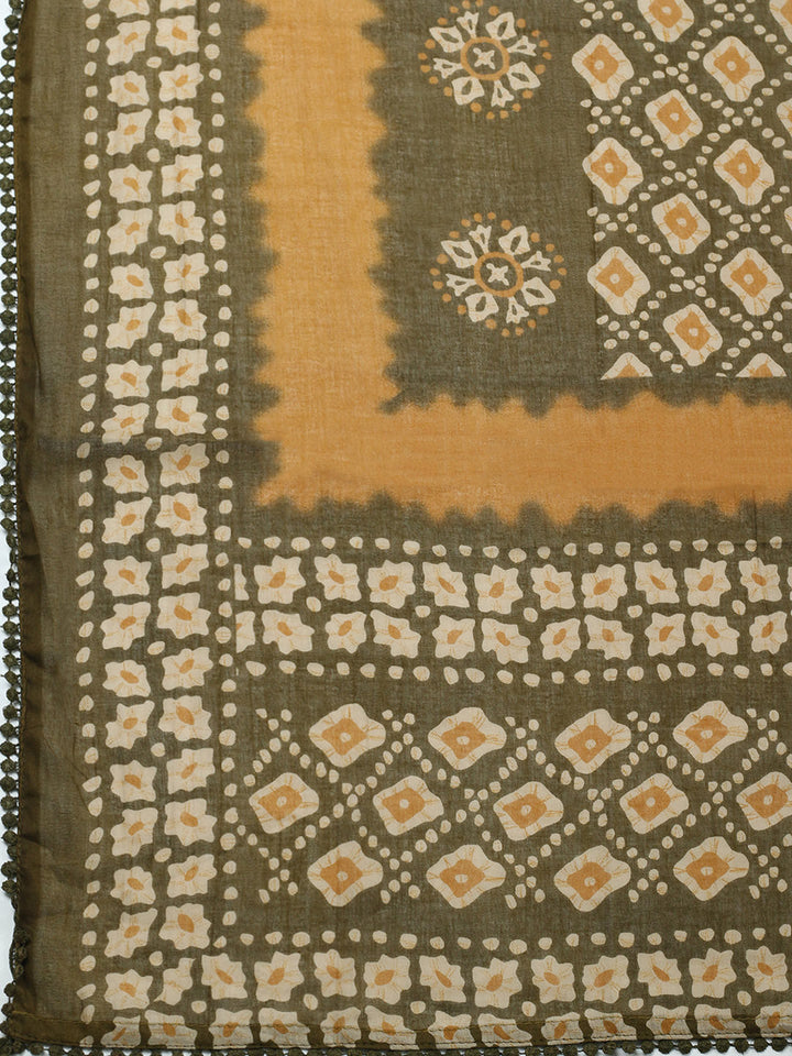Embroidered Cotton Blend Unstitched Suit With Pant Dupatta