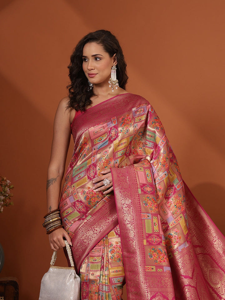 Woven Design Satin Saree
