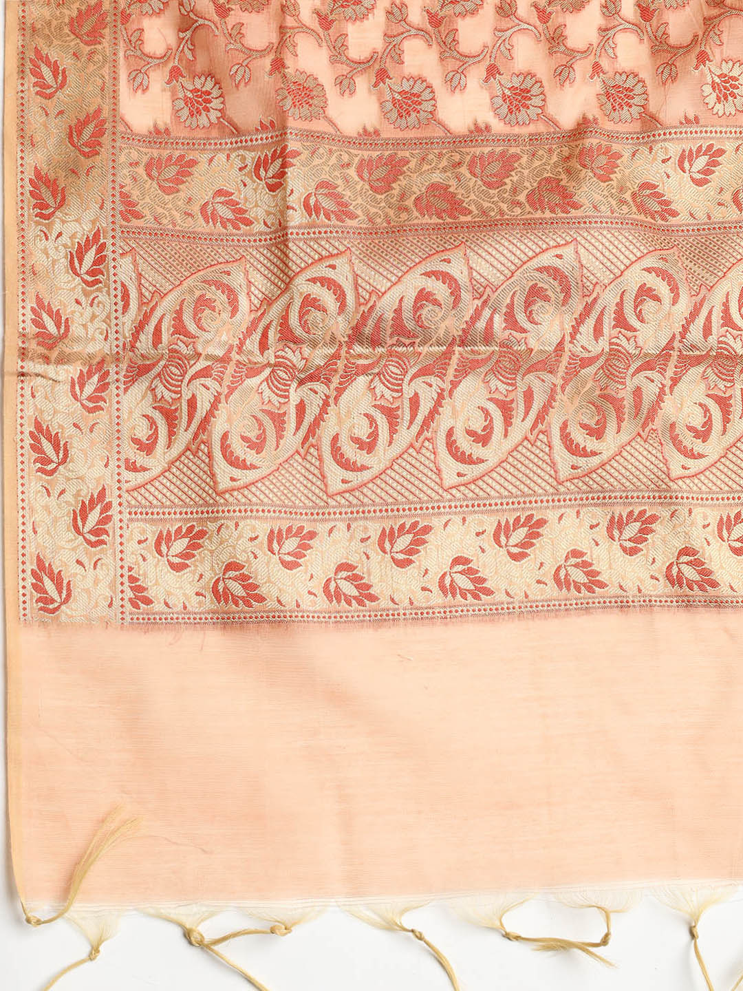 Woven Banarasi Chanderi Unstitched Suit With Dupatta