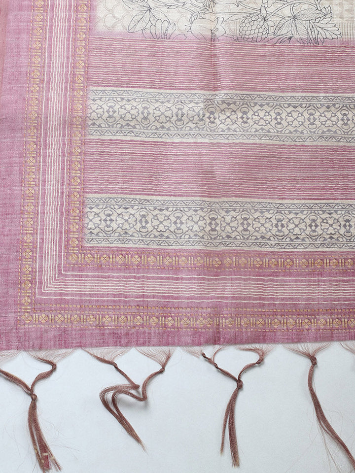 Embroidered Chanderi Unstitched Suit With Pant &amp; Dupatta