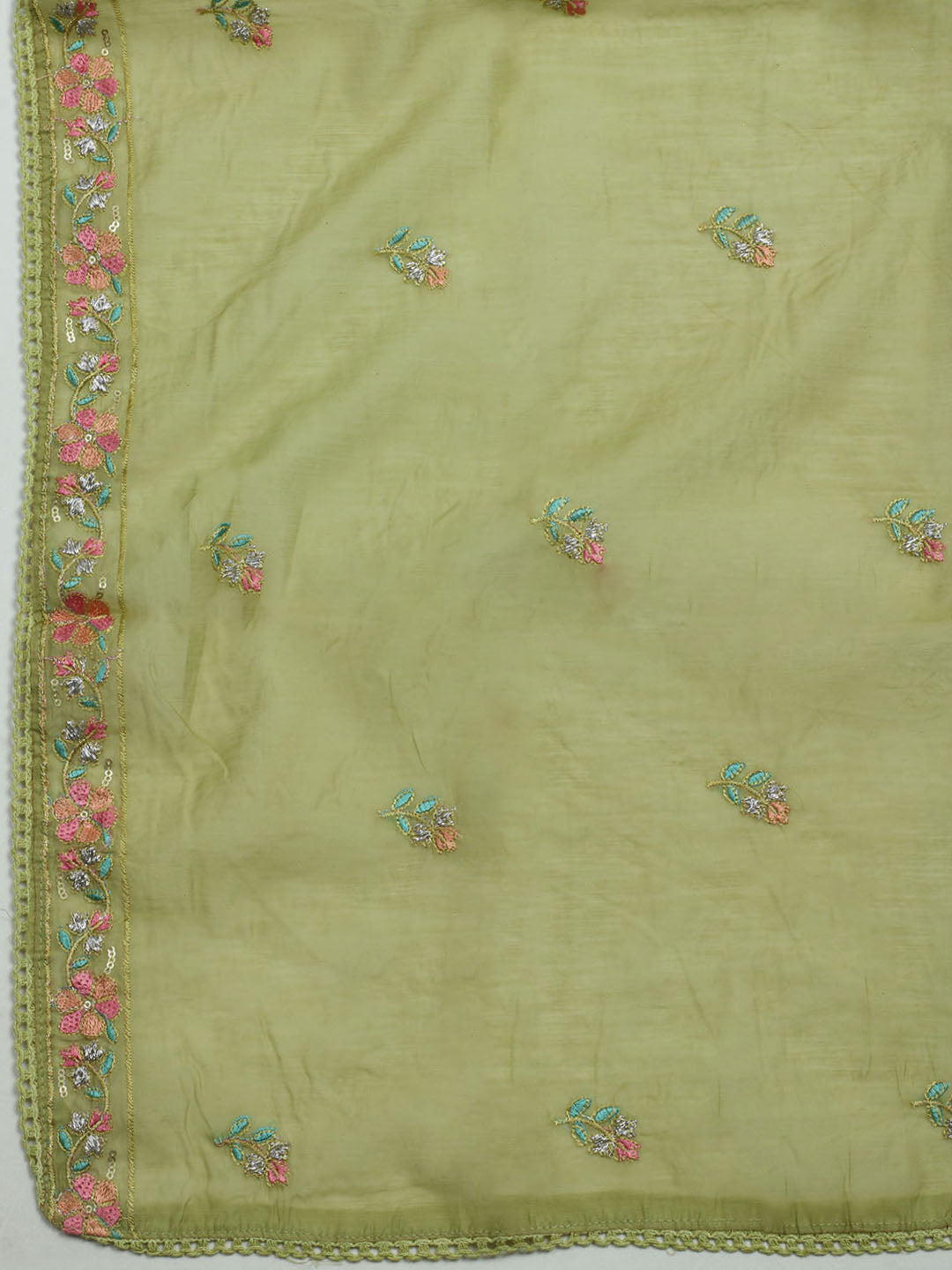 Embroidered Organza Unstitched Suit With Dupatta