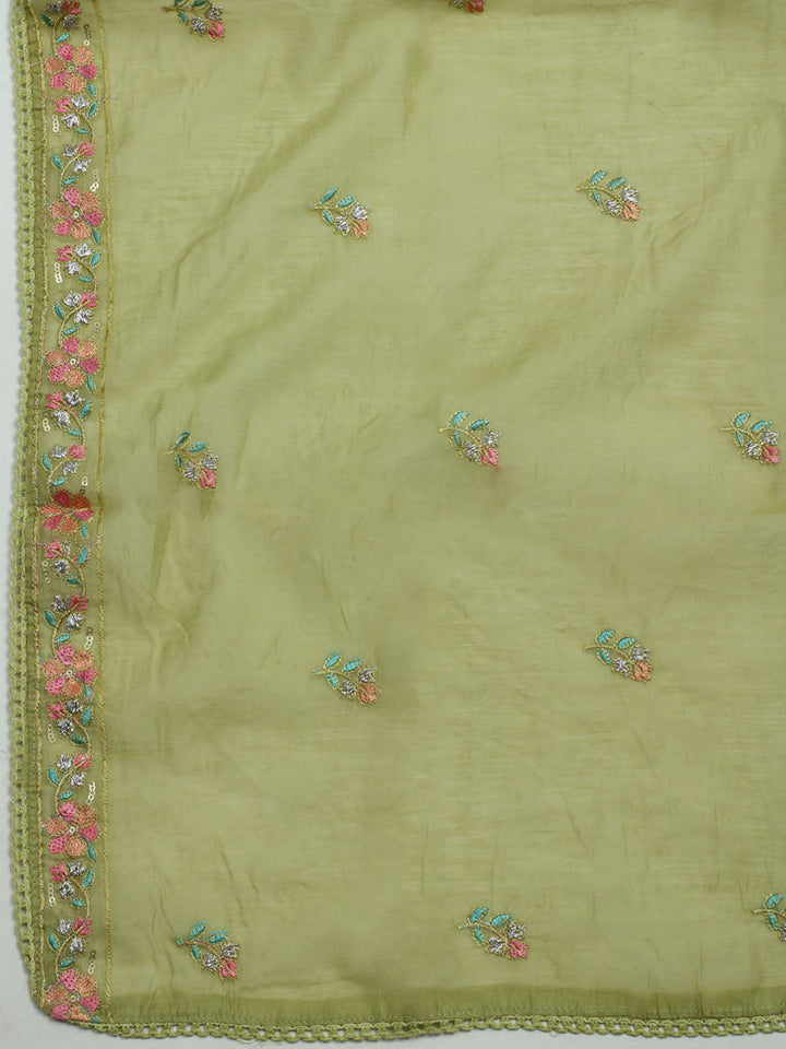 Embroidered Organza Unstitched Suit With Dupatta