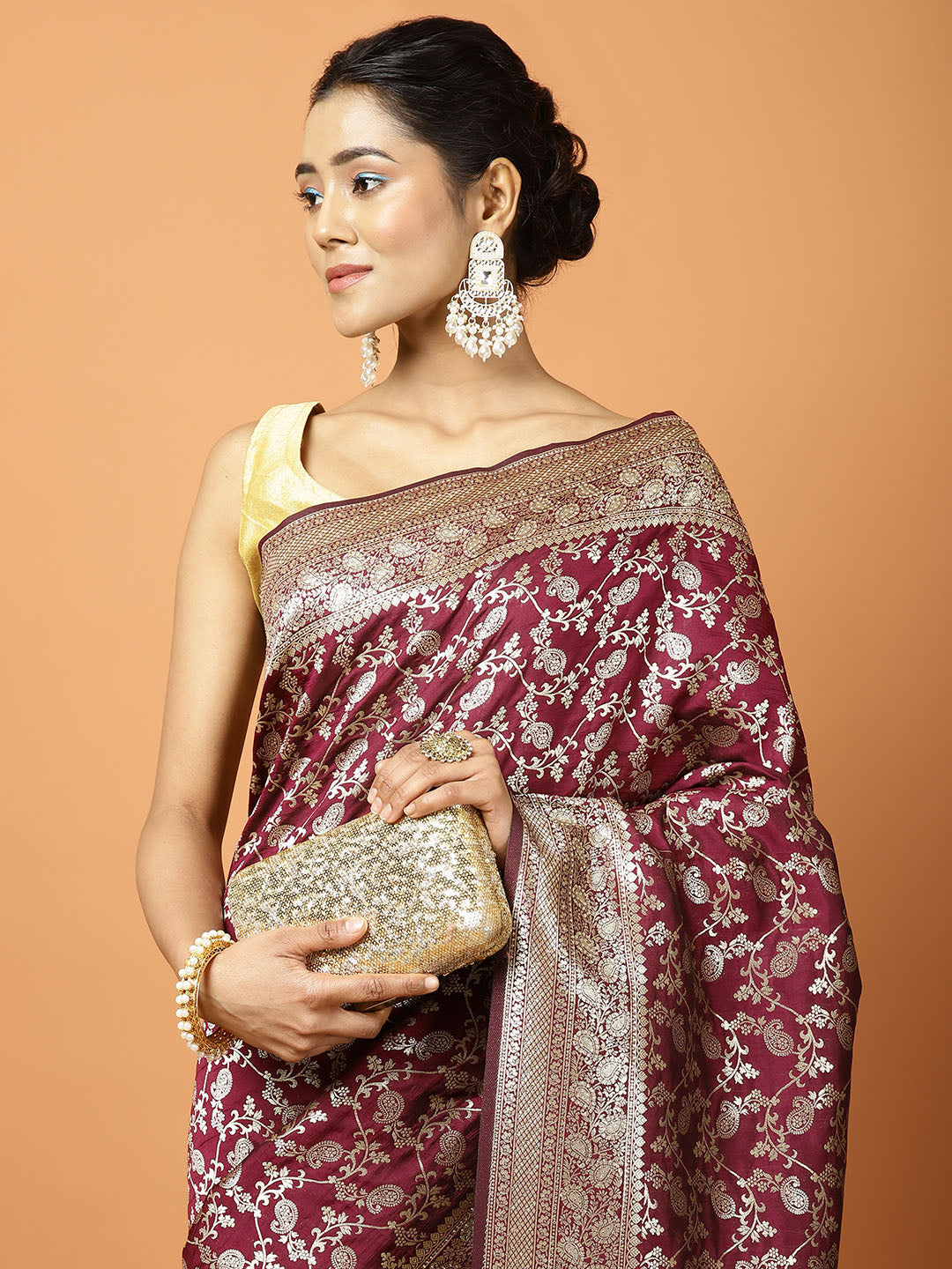 Stone Work Banarasi Woven Saree