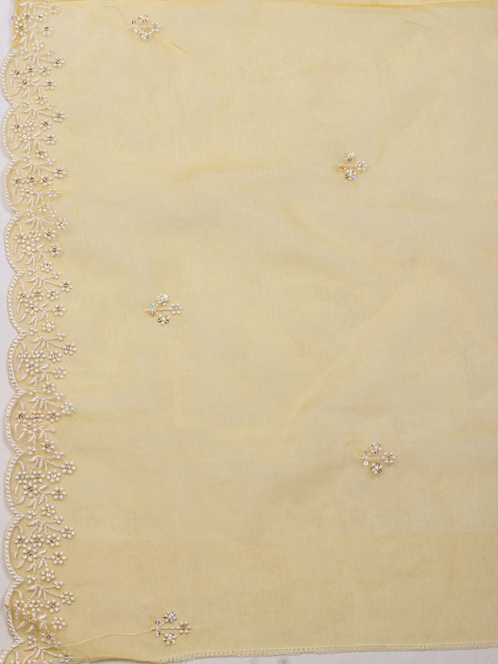 Embroidered Chanderi Unstitched Suit With Dupatta