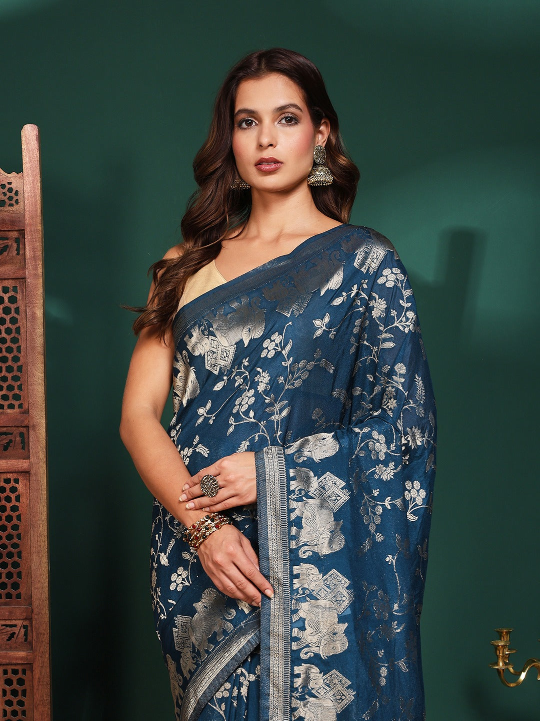 Plain Crepe Saree