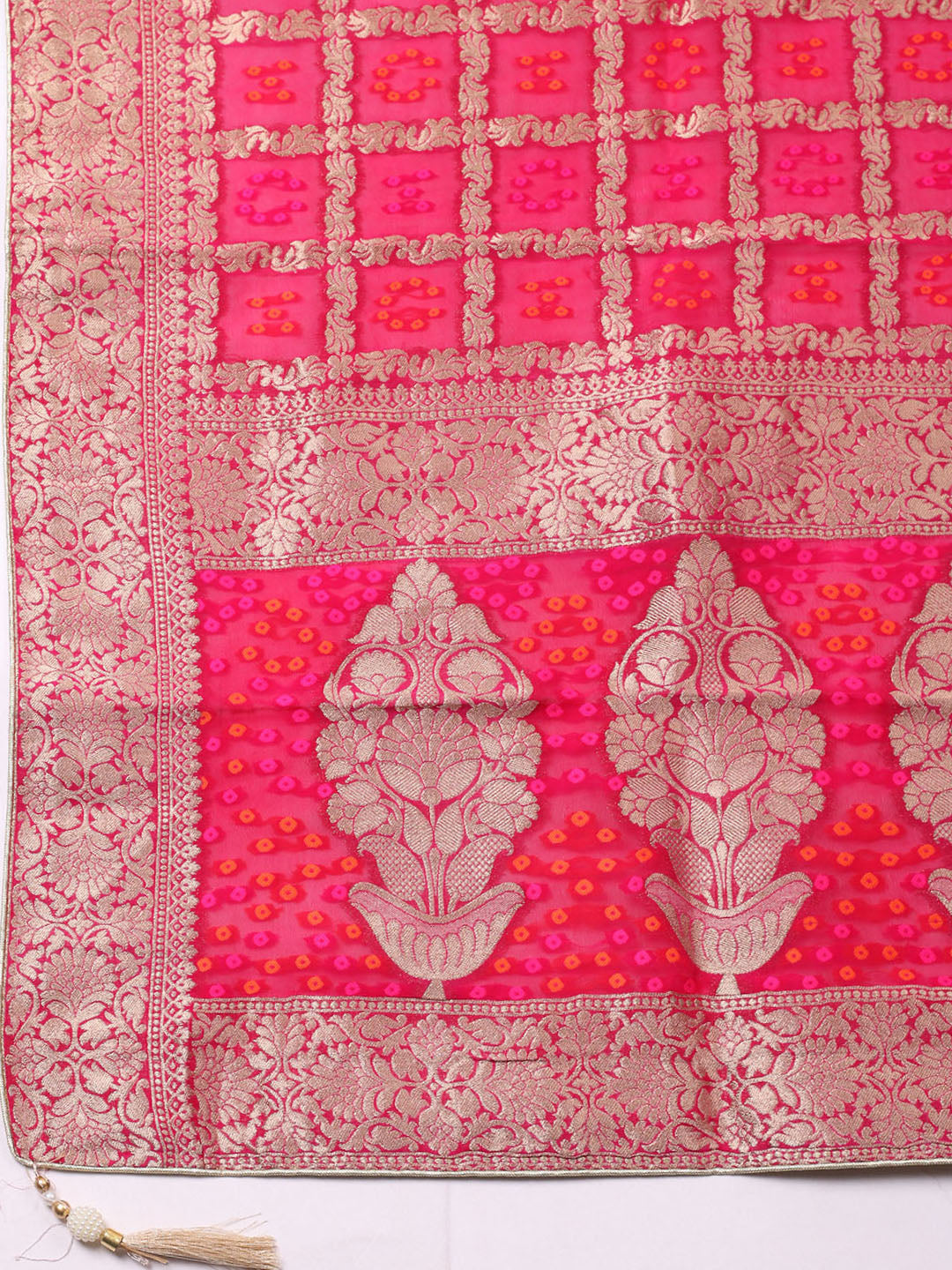 Embroidered Chanderi Unstitched Suit With Pant &amp; Dupatta