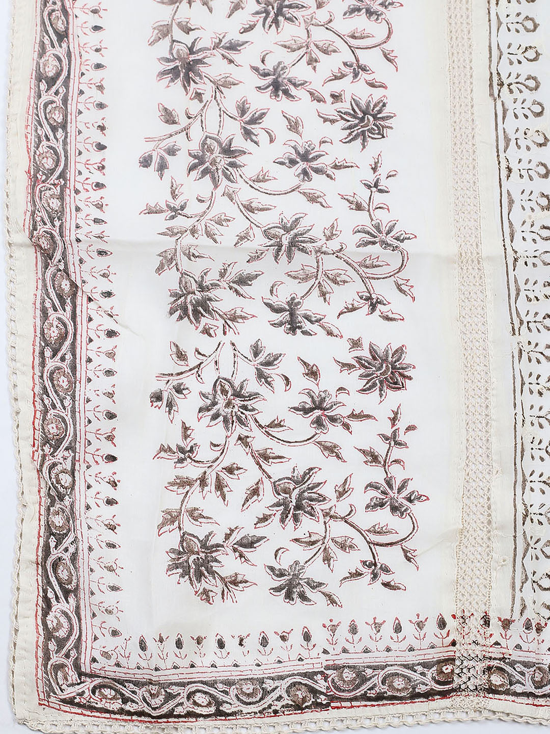 Embroidered Cotton Blend Unstitched Suit With Pant &amp; Dupatta