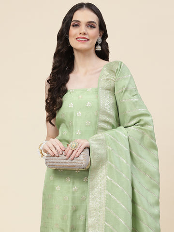 Woven Chanderi Unstitched Suit Piece With Dupatta