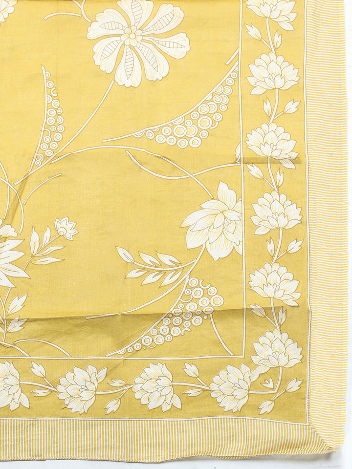 Printed Cotton Blend Unstitched Suit With Pant &amp; Dupatta