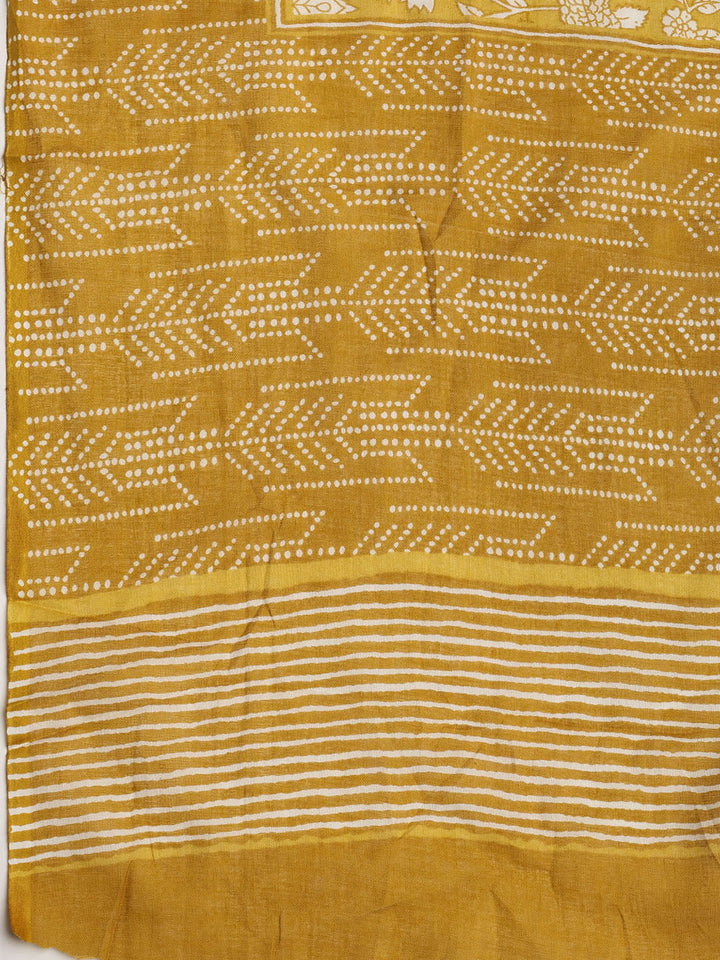 Printed Cotton Blend Unstitched Suit With Dupatta