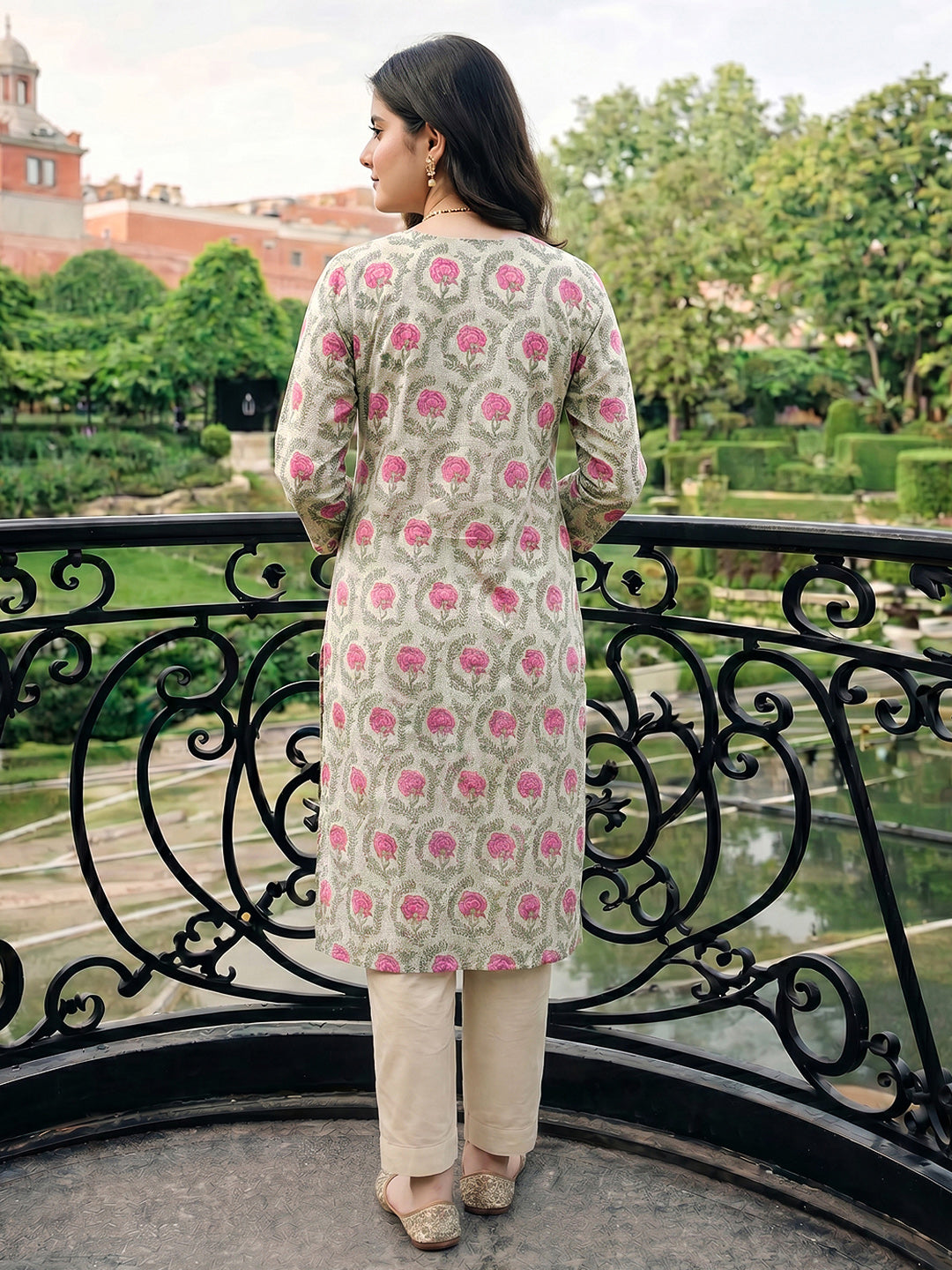 Printed Cotton Blend Kurta Set