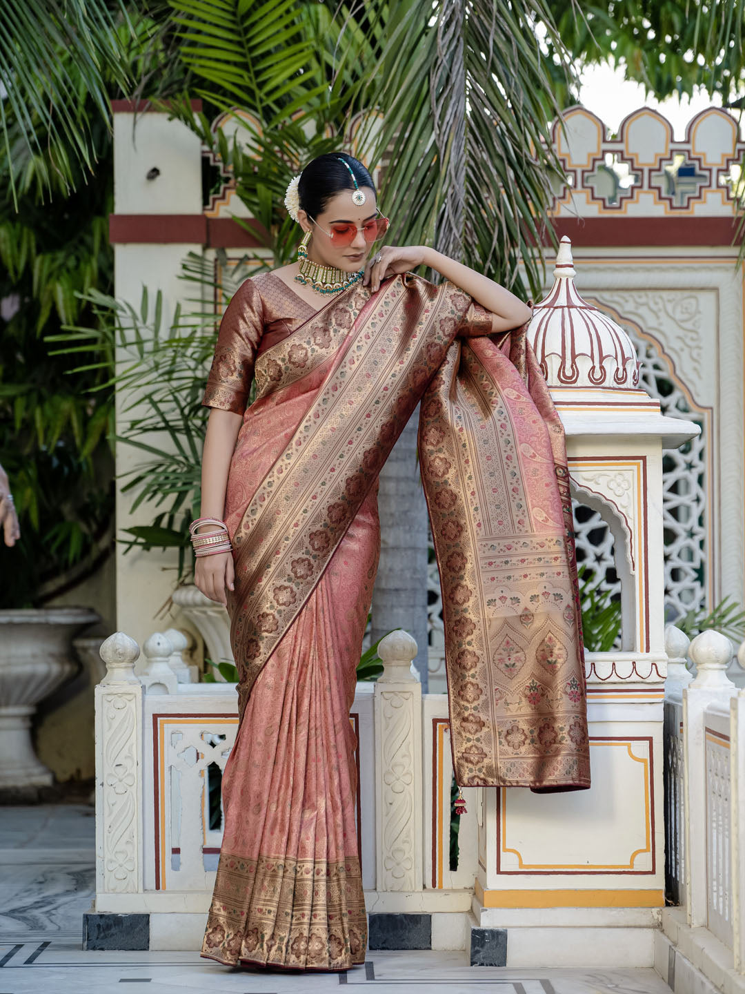 Woven Design Meenakari Kanjivaram Silk Saree