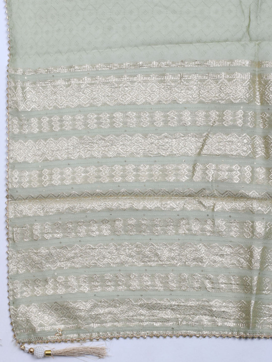 Zari Embroidered Chanderi Unstitched Suit With Dupatta
