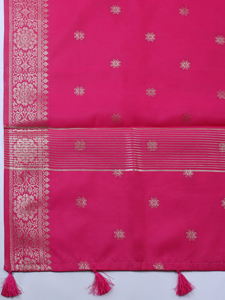 Banarasi Chanderi Unstitched Suit With Pant &amp; Dupatta