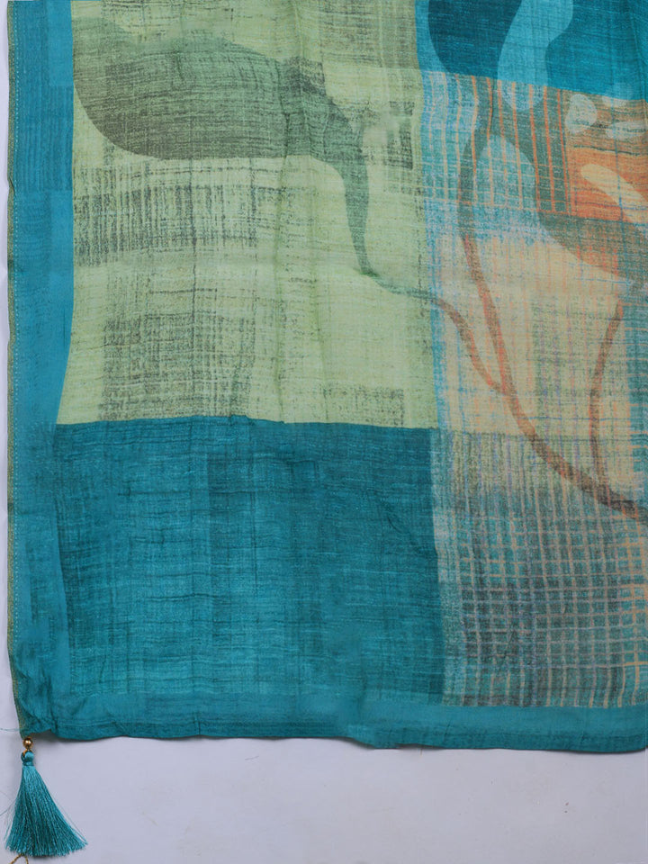 Zardozi Art Silk Unstitched Suit Piece With Dupatta