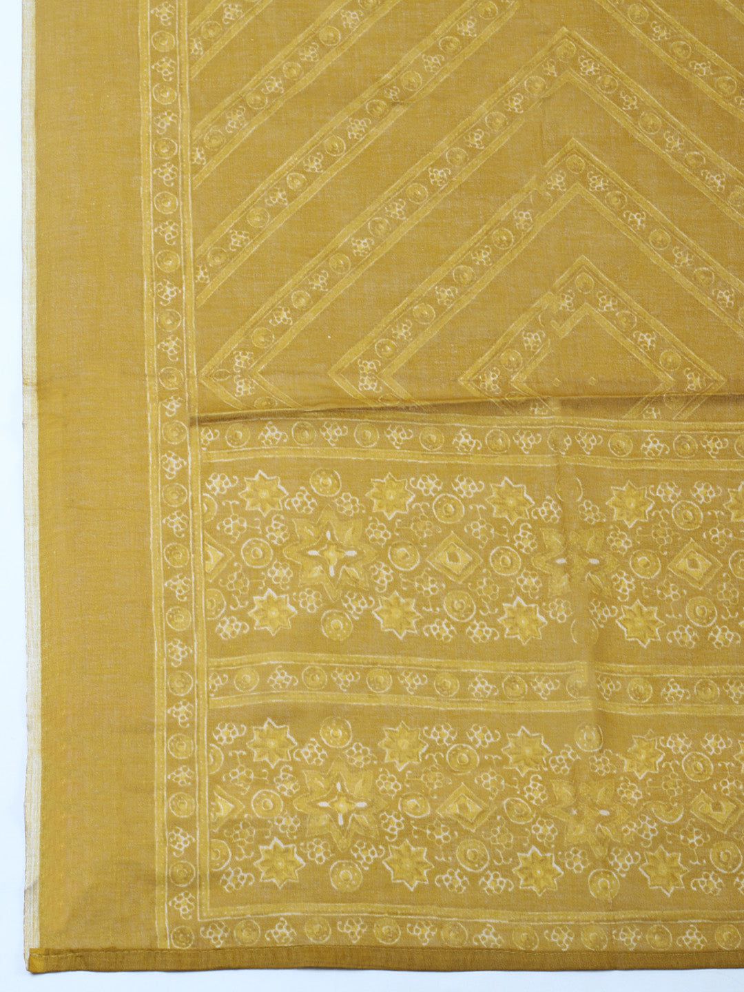 Printed Cotton Blend Unstitched Suit With Pant &amp; Dupatta