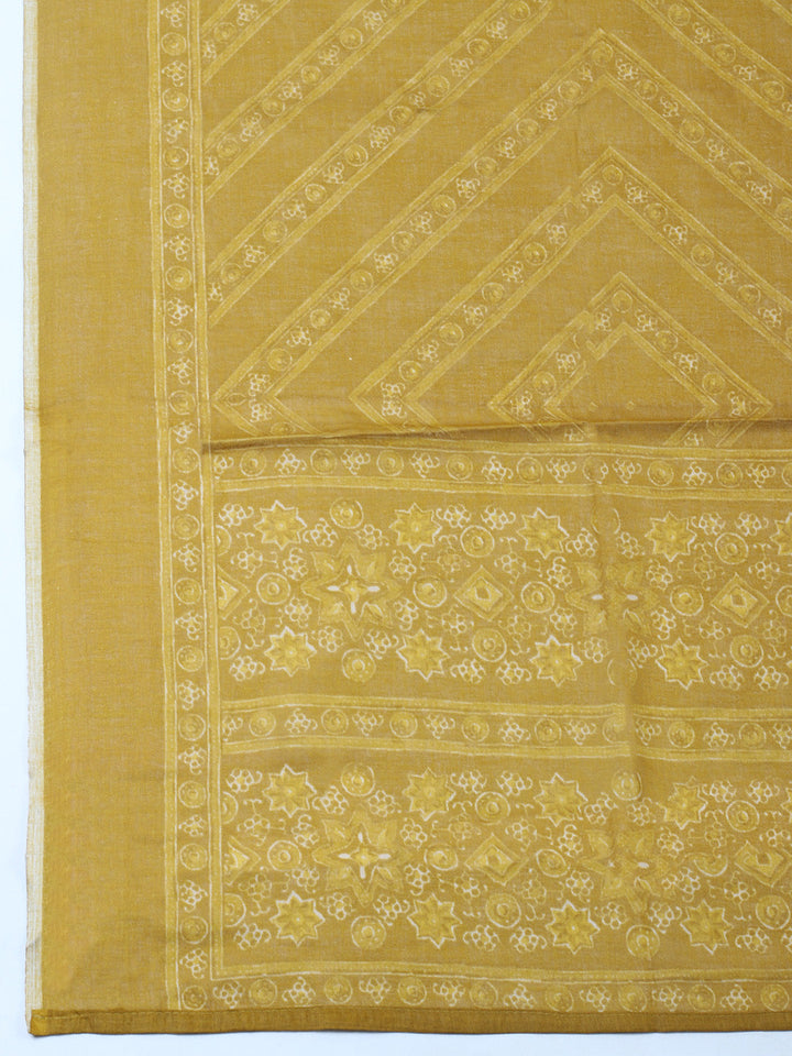 Printed Cotton Blend Unstitched Suit With Pant &amp; Dupatta
