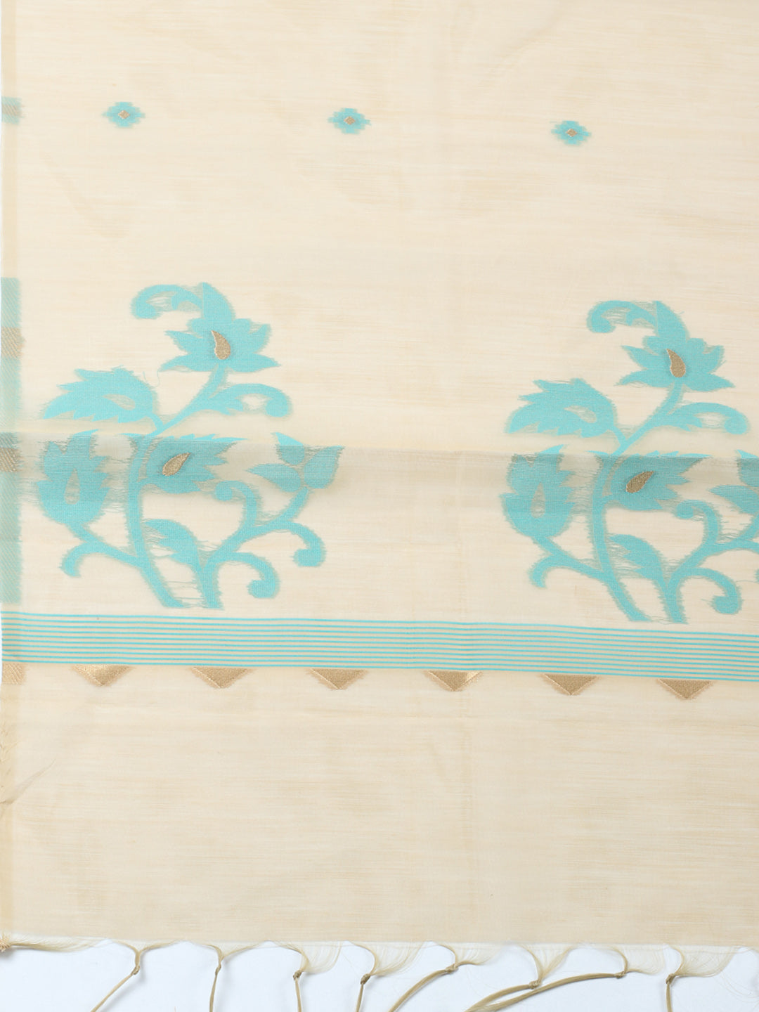 Printed Chanderi Unstitched Suit With Pant &amp; Dupatta