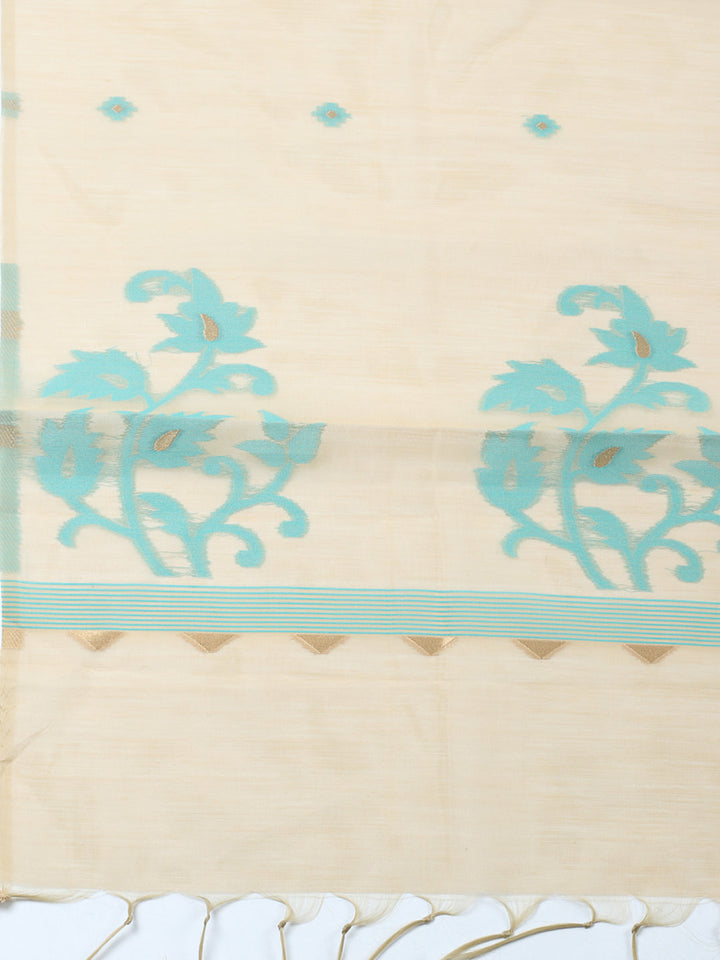 Printed Chanderi Unstitched Suit With Pant &amp; Dupatta