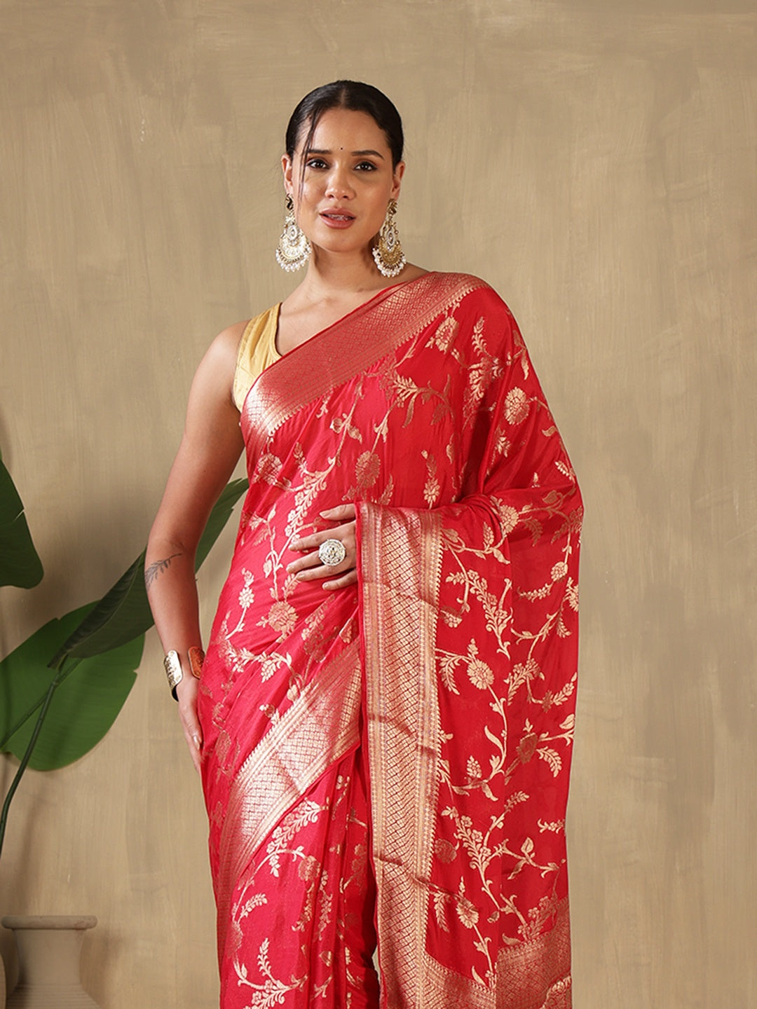 Plain Crepe Saree