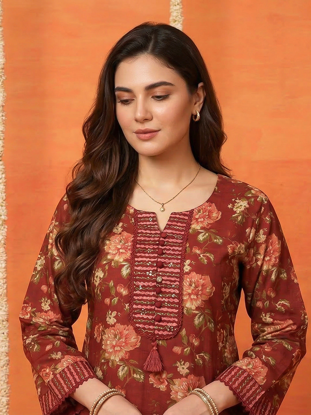 Printed Cotton Blend Kurta With Pant &amp; Dupatta