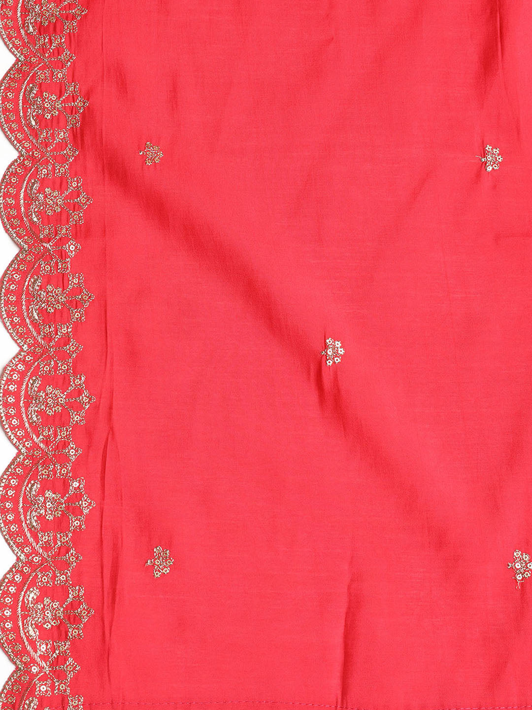Neck Embroidered Chanderi Unstitched Suit With Dupatta