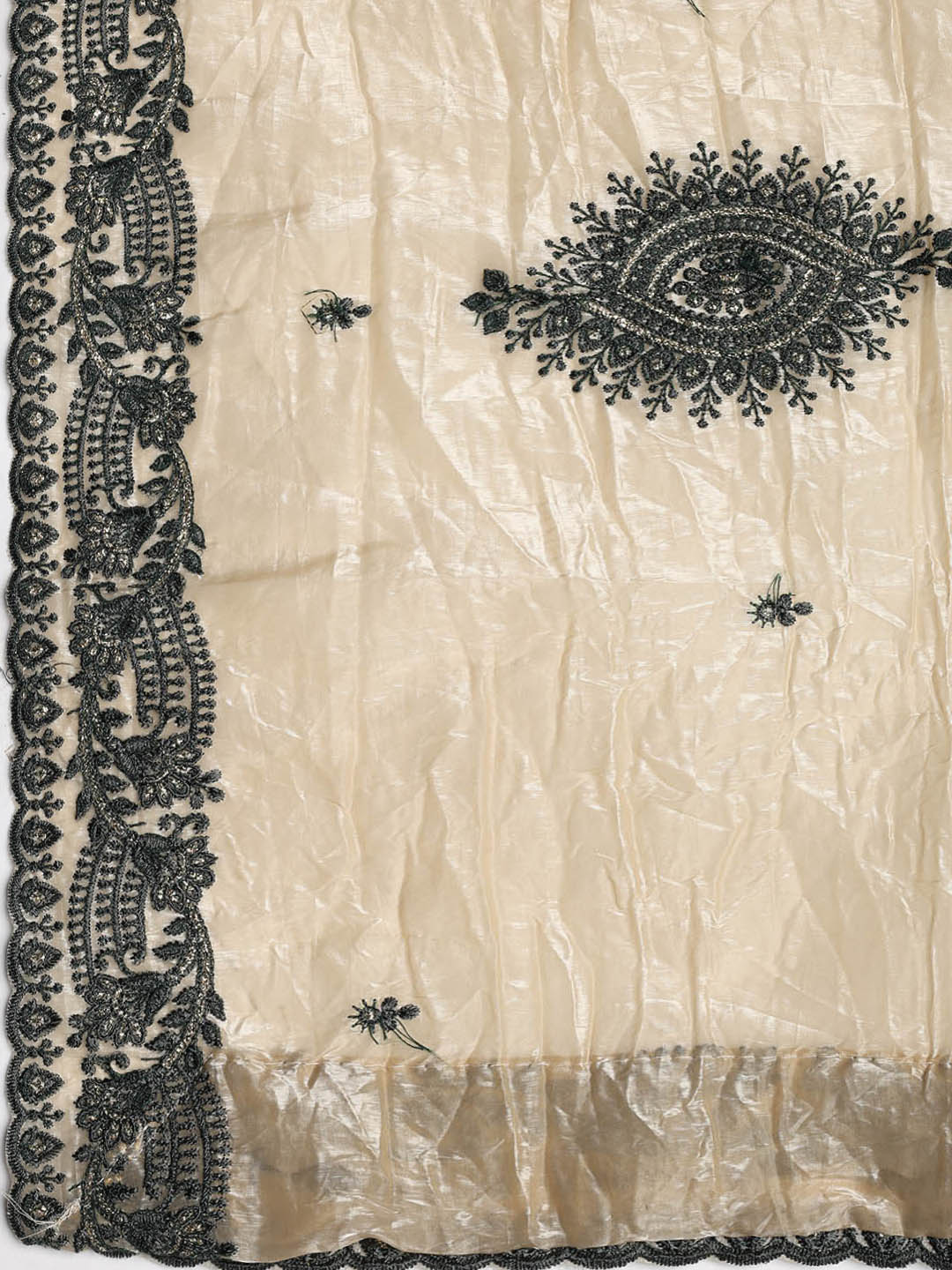 Neck Embroidered Organza Unstitched Suit With Dupatta