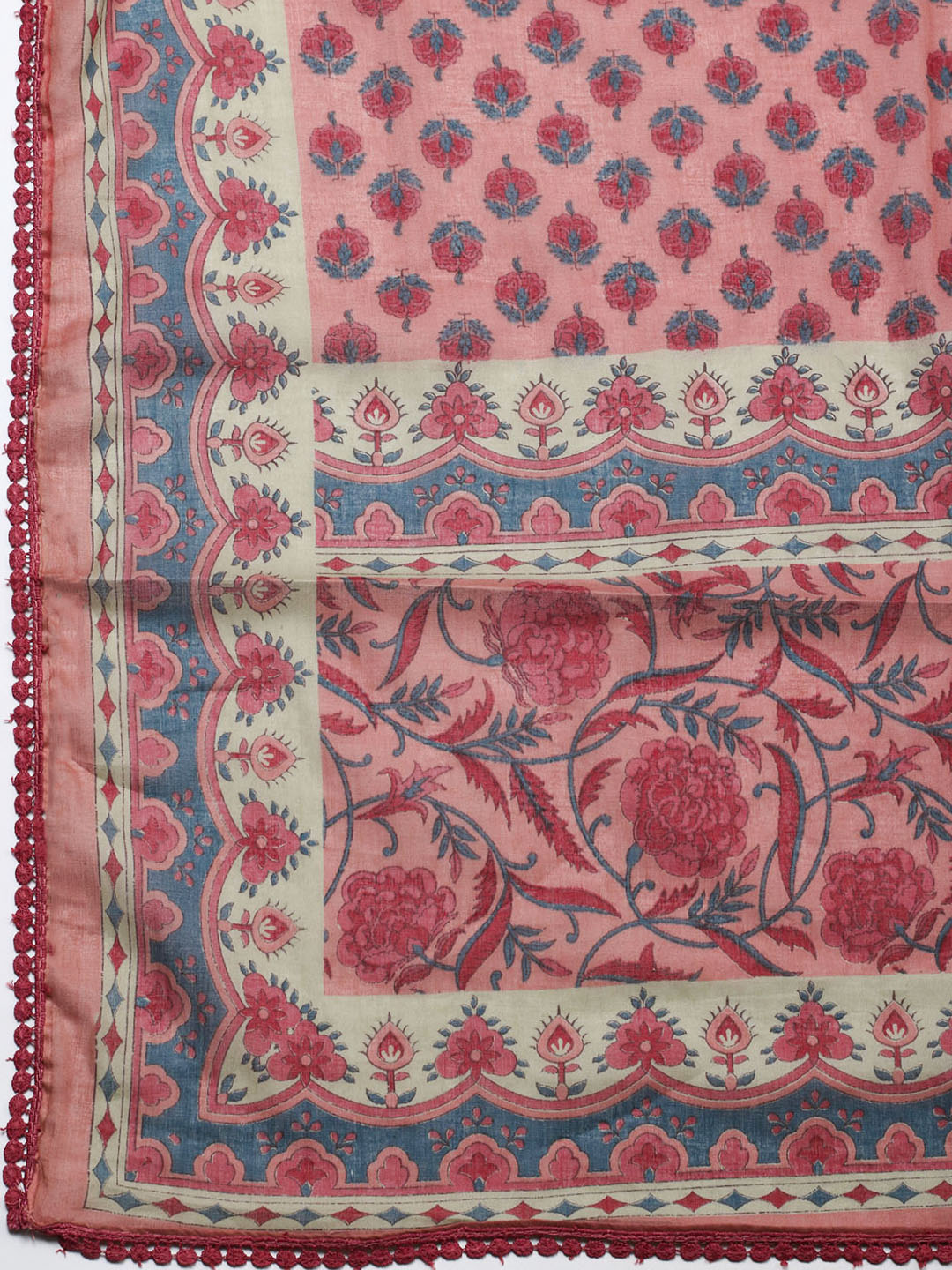 Embroidered Cotton Blend Unstitched Suit With Pant &amp; Dupatta