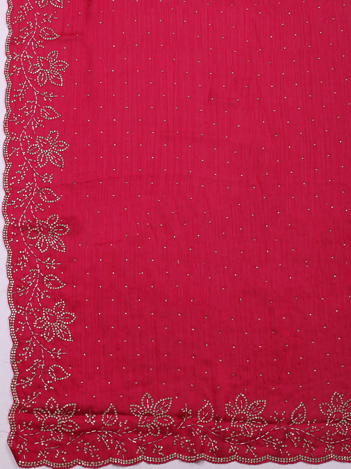 Embellished Chiffon Unstitched Suit With Pant &amp; Dupatta