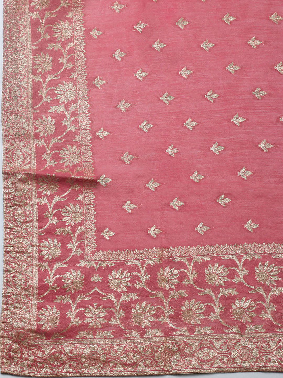 Embroidered Tissue Unstitched Suit With Pant &amp; Dupatta