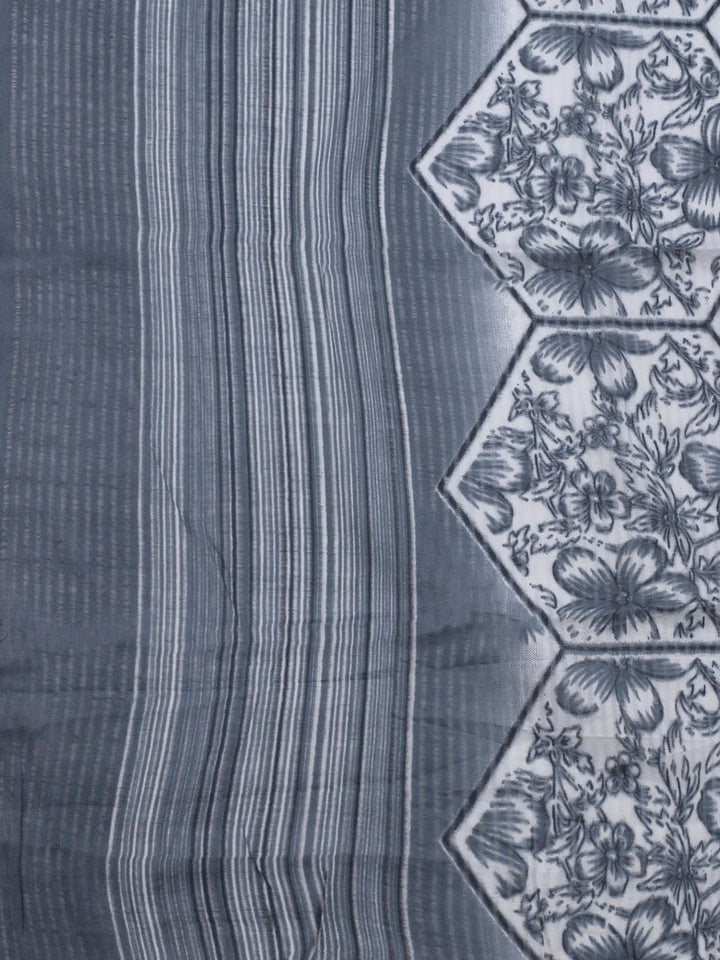 Floral Printed Cotton Blend Unstitched Suit With Dupatta