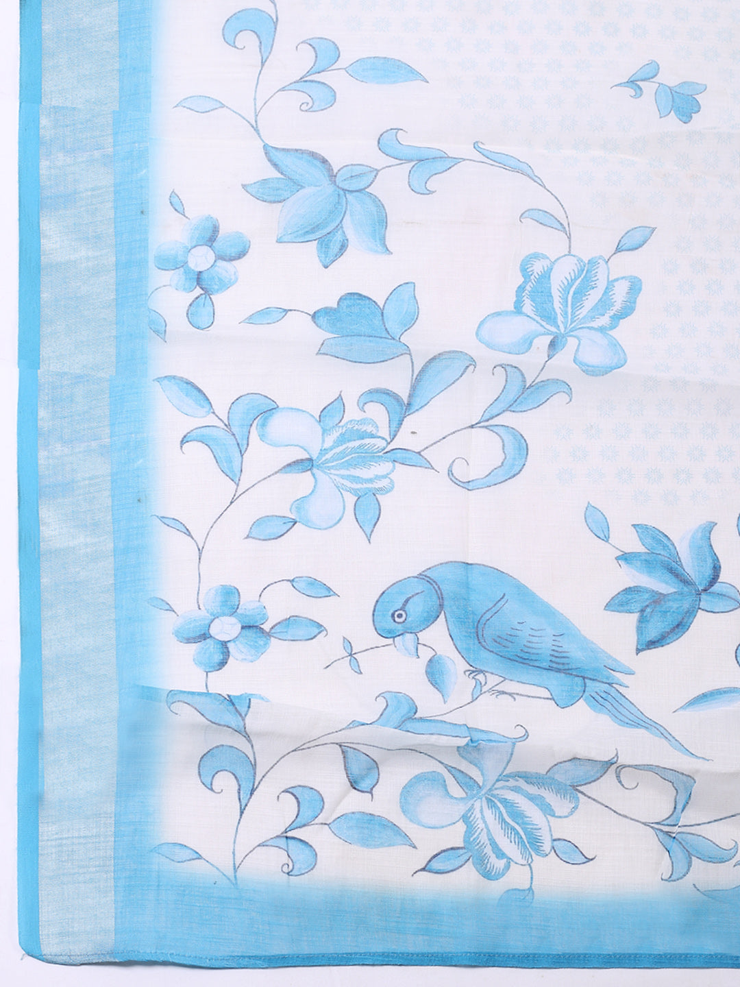 Printed Linen Blend Unstitched Suit With Pant &amp; Dupatta