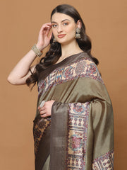 Digital Printed Satin Woven Saree