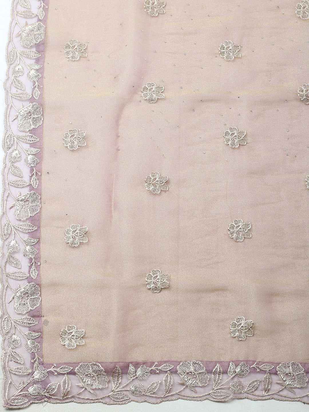 Embroidered Tissue Unstitched Suit With Pant &amp; Dupatta