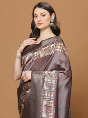 Digital Printed Satin Woven Saree